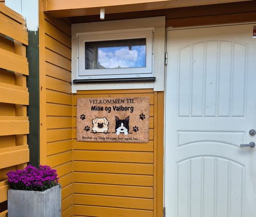 the doormat, hung on the wall